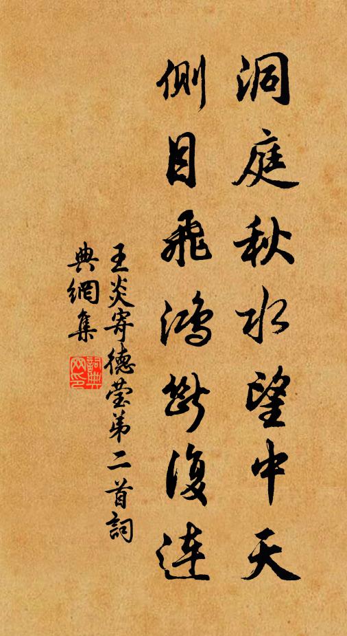 王炎洞庭秋水望中天，侧目飞鸿断复连书法作品欣赏