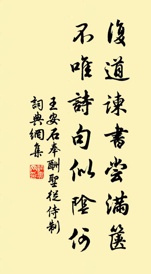王安石复道谏书尝满箧，不唯诗句似阴何书法作品欣赏