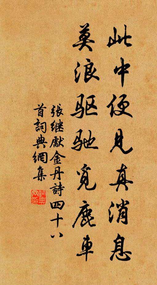 张继先此中便见真消息，莫浪驱驰觅鹿车书法作品欣赏