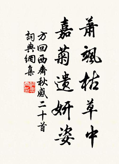 方回萧飒枯草中，嘉菊遗妍姿书法作品欣赏