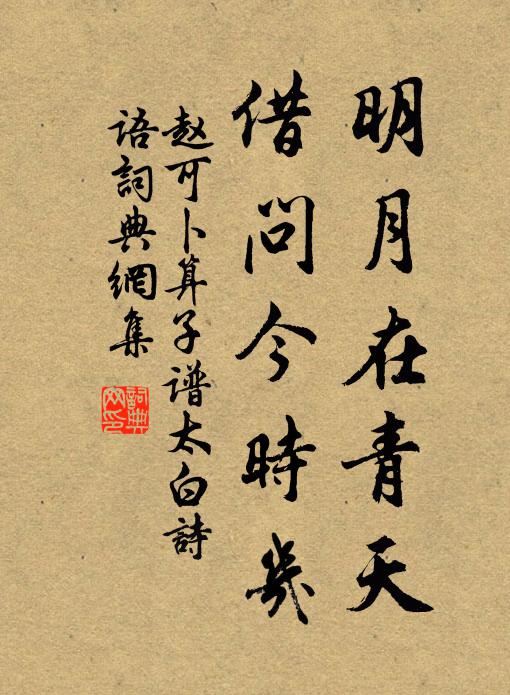 赵可明月在青天，借问今时几书法作品欣赏