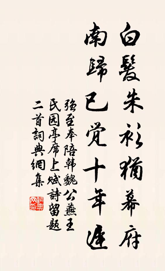强至白发朱衫犹幕府，南归已觉十年迟书法作品欣赏