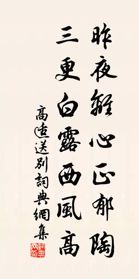 高适昨夜离心正郁陶，三更白露西风高书法作品欣赏