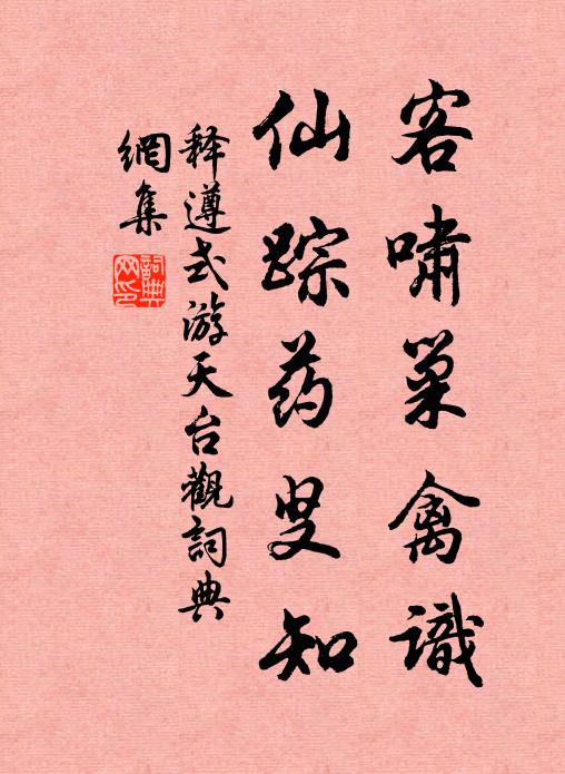 释遵式客啸巢禽识，仙踪药叟知书法作品欣赏