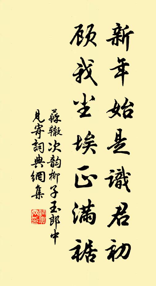 苏辙新年始是识君初，顾我尘埃正满裾书法作品欣赏