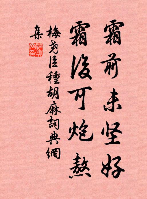 梅尧臣霜前未坚好，霜后可炮熬书法作品欣赏