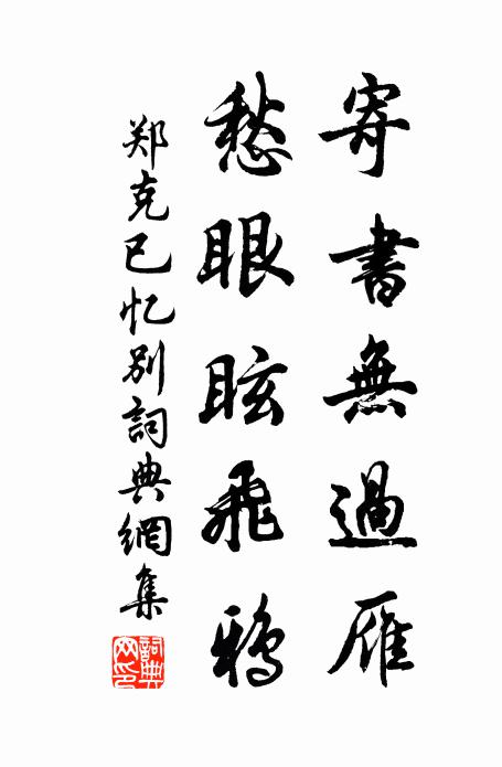 郑克已寄书无过雁，愁眼眩飞鸦书法作品欣赏