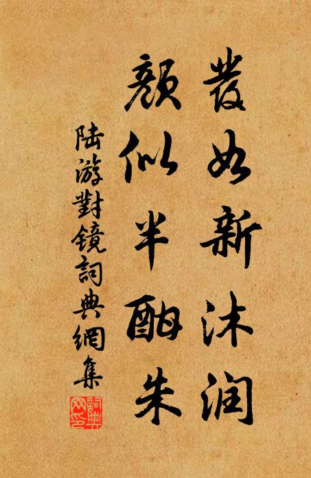 陆游发如新沐润，颜似半酣朱书法作品欣赏