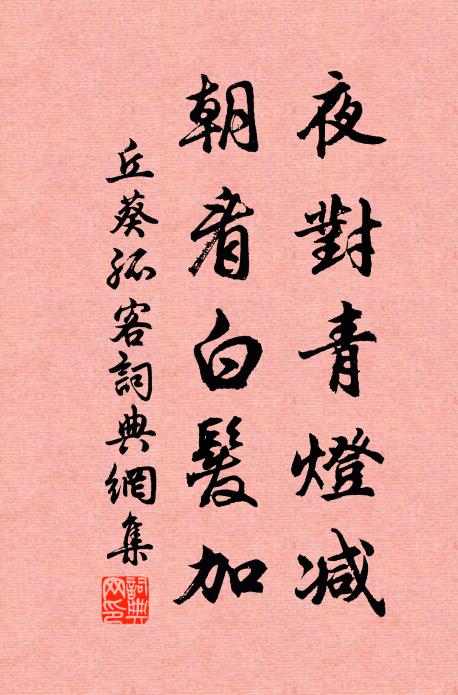 丘葵夜对青灯减，朝看白发加书法作品欣赏