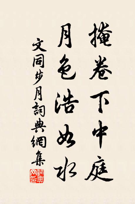 文同掩卷下中庭，月色浩如水书法作品欣赏