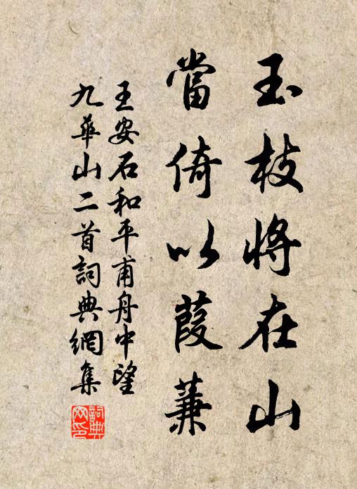 王安石玉枝将在山,当倚以葭蒹书法作品欣赏