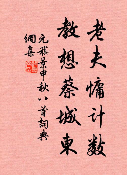 元稹老夫慵计数,教想蔡城东书法作品欣赏