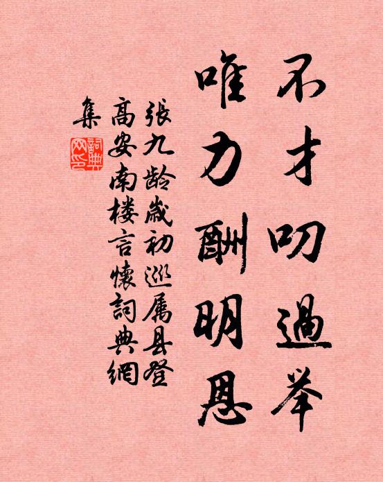 张九龄不才叨过举，唯力酬明恩书法作品欣赏