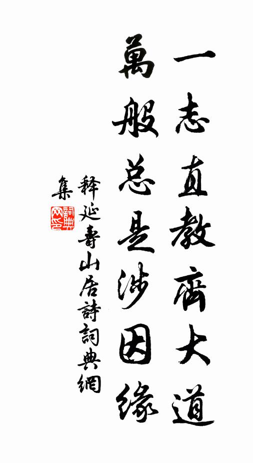 释延寿一志直教齐大道，万般总是涉因缘书法作品欣赏