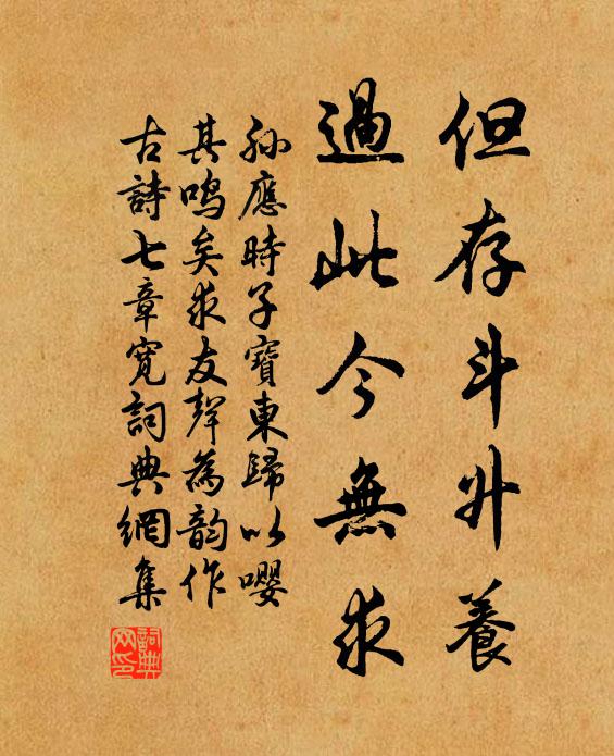 孙应时但存斗升养，过此今无求书法作品欣赏