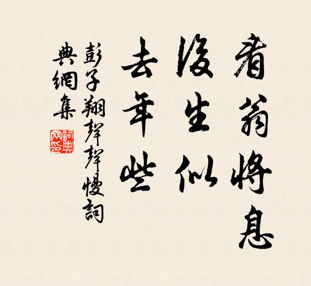 彭子翔看翁将息，后生似、去年些书法作品欣赏