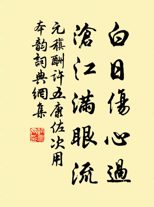 元稹白日伤心过，沧江满眼流书法作品欣赏