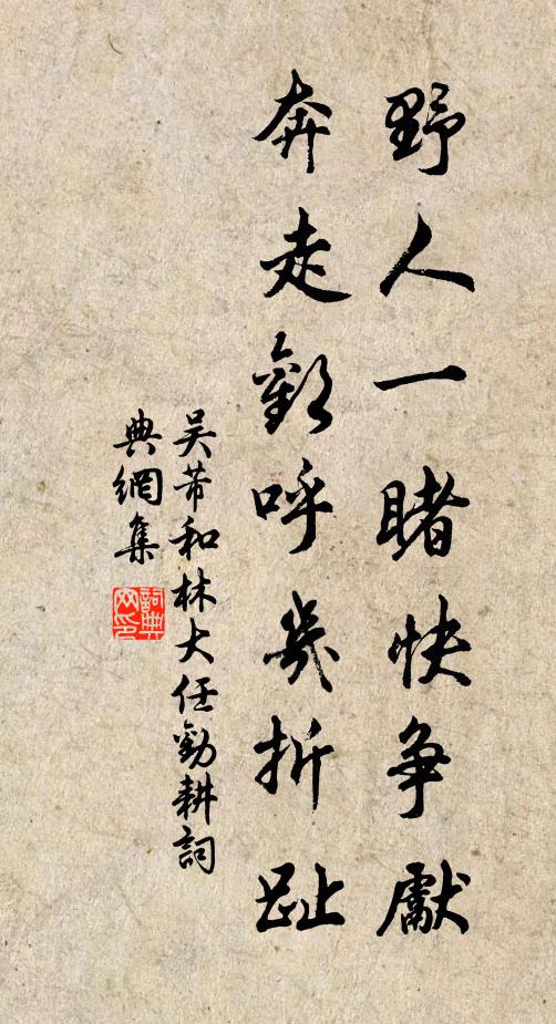吴芾野人一睹快争先，奔走欢呼几折趾书法作品欣赏