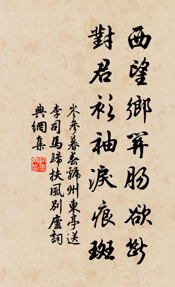 岑参西望乡关肠欲断，对君衫袖泪痕斑书法作品欣赏
