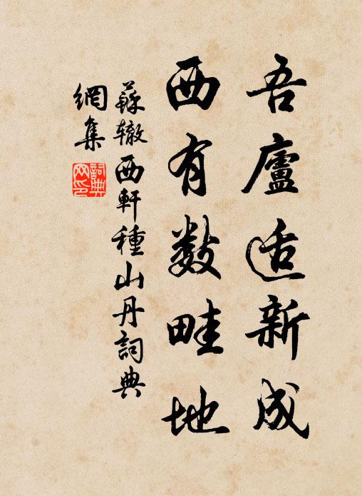 苏辙吾庐适新成，西有数畦地书法作品欣赏