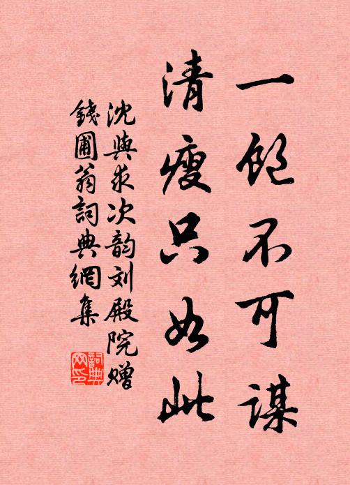 沈与求一饱不可谋，清瘦只如此书法作品欣赏