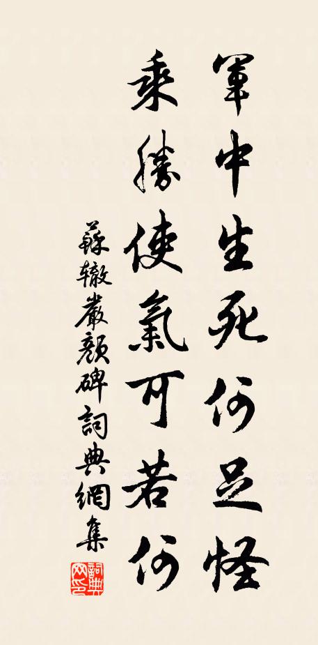 苏辙军中生死何足怪，乘胜使气可若何书法作品欣赏