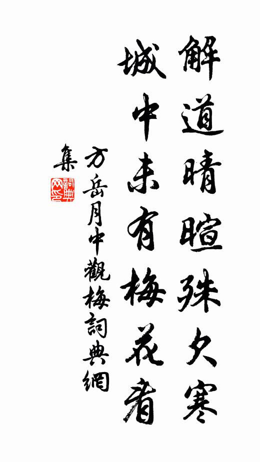 方岳解道晴暄殊欠寒，城中未有梅花看书法作品欣赏