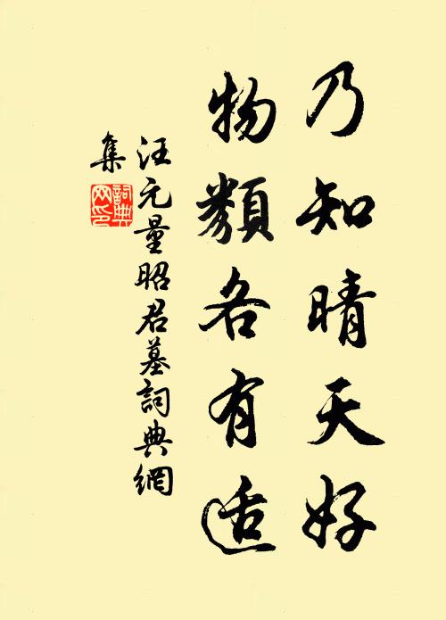 汪元量乃知晴天好，物类各有适书法作品欣赏