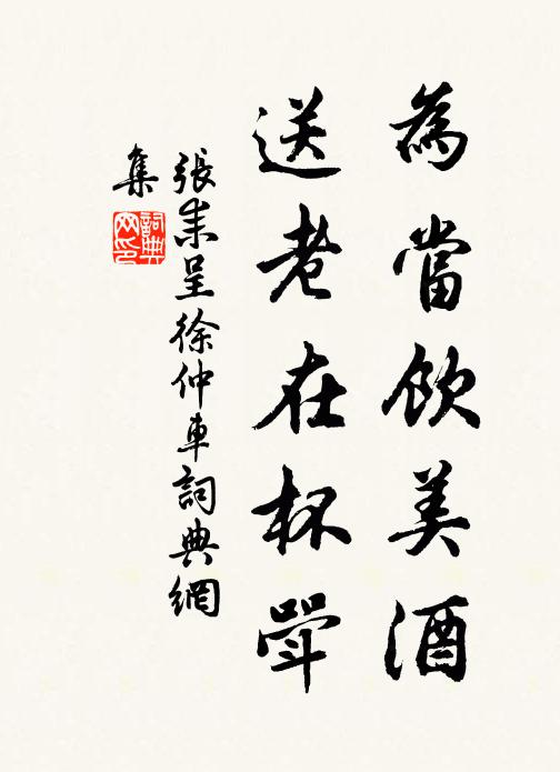 张耒为当饮美酒，送老在杯斝书法作品欣赏