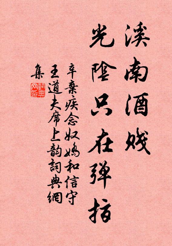 辛弃疾溪南酒贱，光阴只在弹指书法作品欣赏
