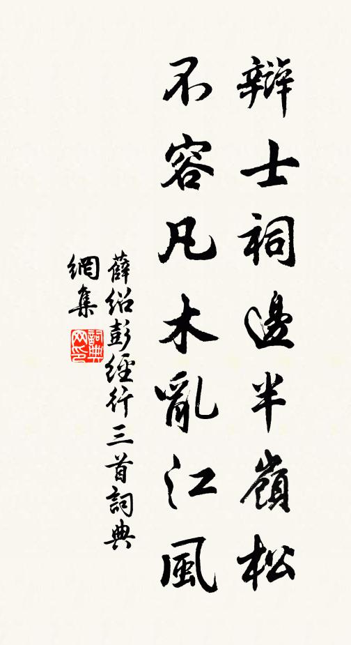 薛绍彭辩士祠边半岭松，不容凡木乱江风书法作品欣赏