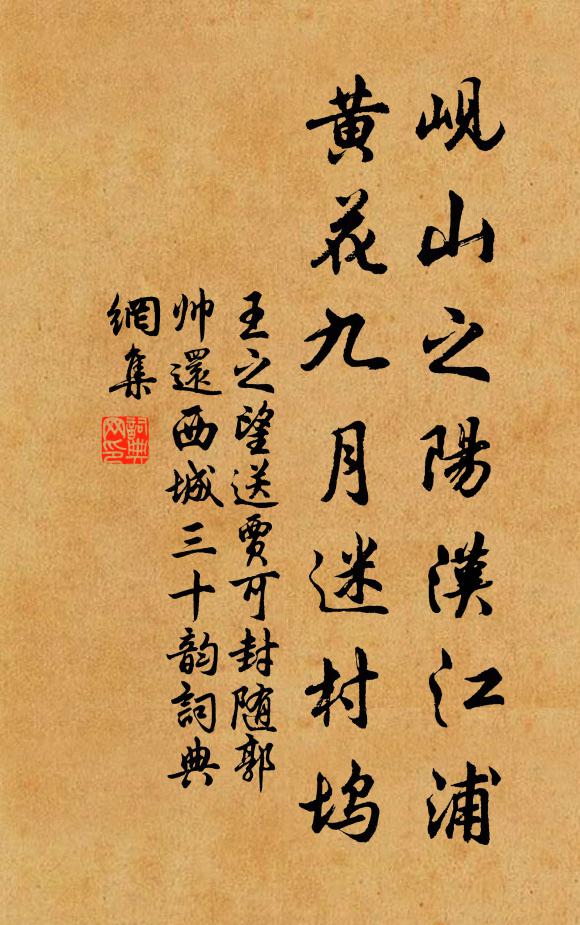 王之望岘山之阳汉江浦，黄花九月迷村坞书法作品欣赏