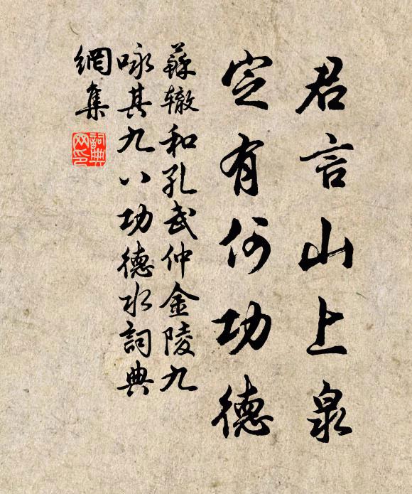苏辙君言山上泉，定有何功德书法作品欣赏