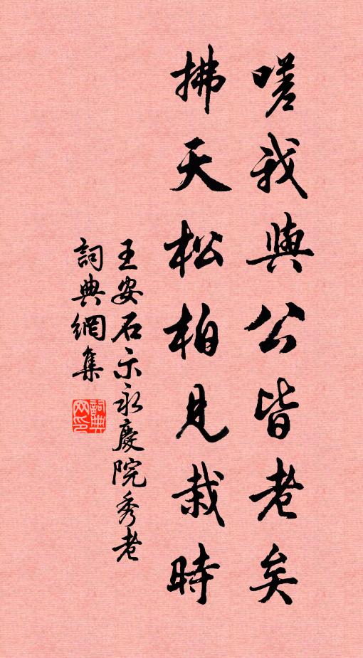 王安石嗟我与公皆老矣，拂天松柏见栽时书法作品欣赏
