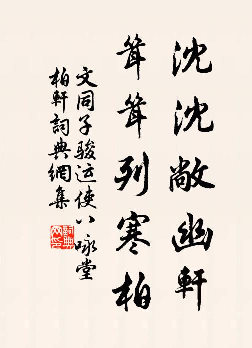 文同沈沈敞幽轩，耸耸列寒柏书法作品欣赏