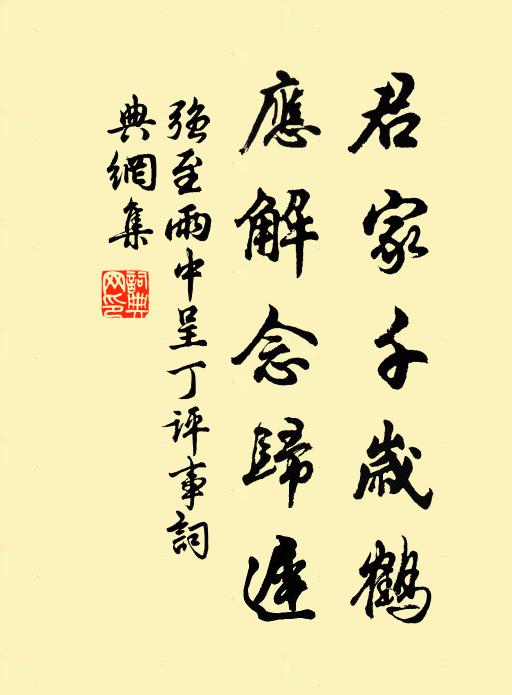 强至君家千岁鹤，应解念归迟书法作品欣赏