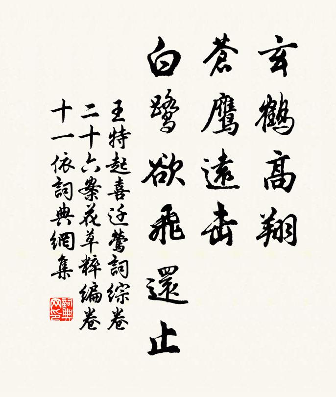 王特起玄鹤高翔，苍鹰远击，白鹭欲飞还止书法作品欣赏