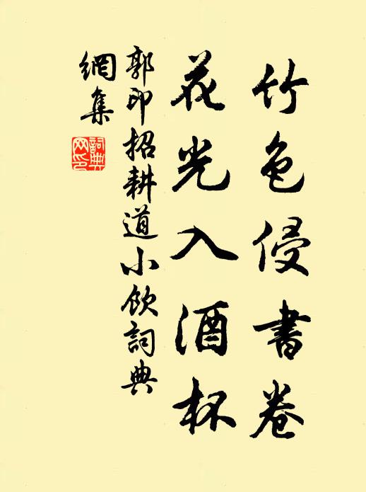 郭印竹色侵书卷，花光入酒杯书法作品欣赏