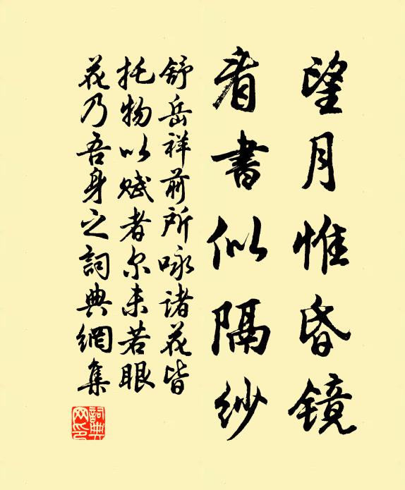 舒岳祥望月惟昏镜，看书似隔纱书法作品欣赏