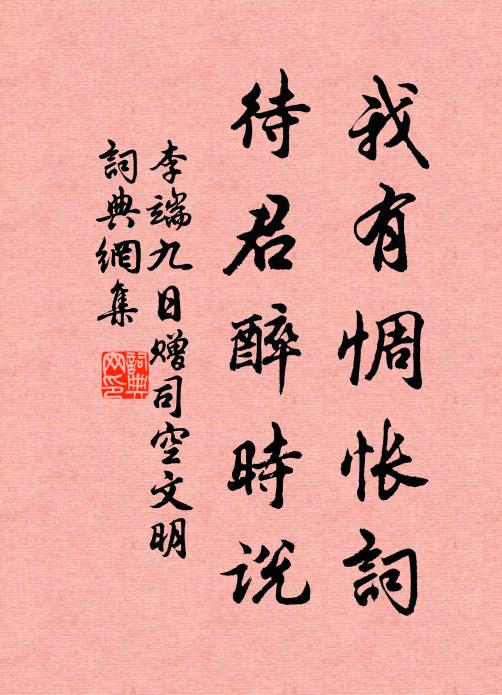 李端我有惆怅词，待君醉时说书法作品欣赏