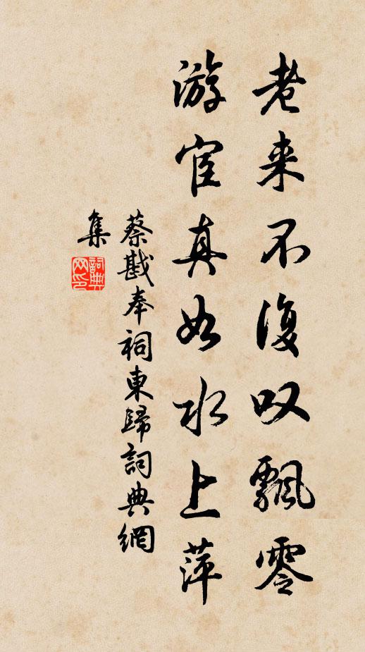 蔡戡老来不复叹飘零，游宦真如水上萍书法作品欣赏