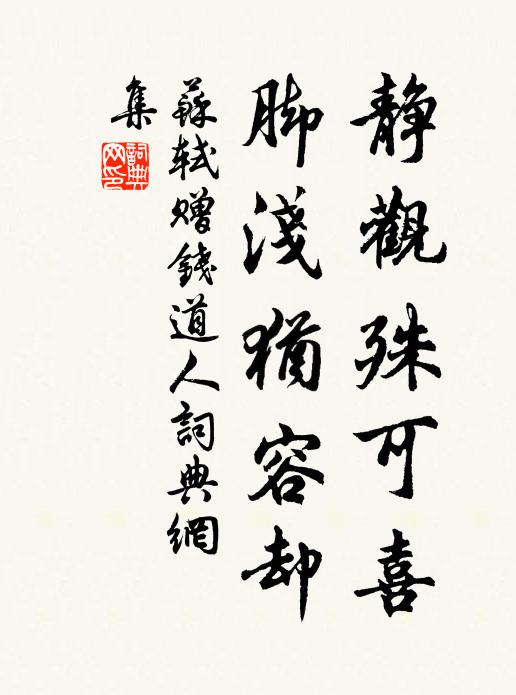 苏轼静观殊可喜，脚浅犹容却书法作品欣赏