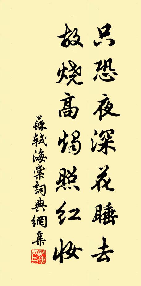 苏轼只恐夜深花睡去，故烧高烛照红妆。书法作品欣赏