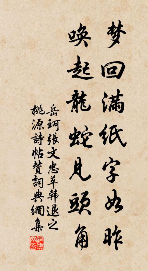 岳珂梦回满纸字如昨，唤起龙蛇见头角书法作品欣赏