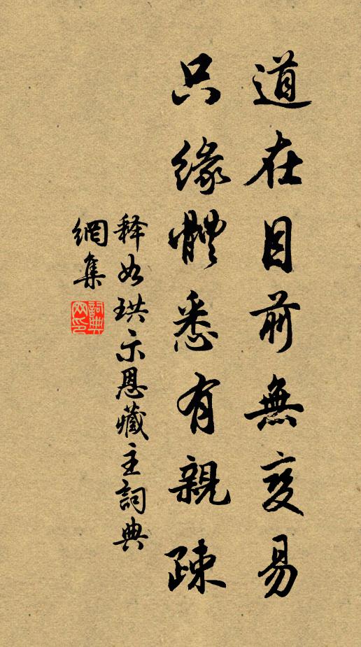 释如珙道在目前无变易，只缘体悉有亲疎书法作品欣赏