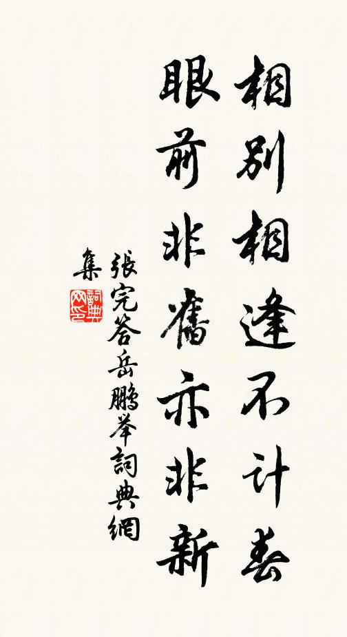 张完相别相逢不计春，眼前非旧亦非新书法作品欣赏