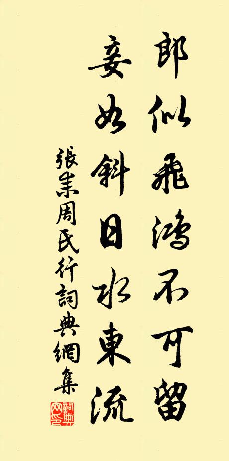 张耒郎似飞鸿不可留，妾如斜日水东流书法作品欣赏