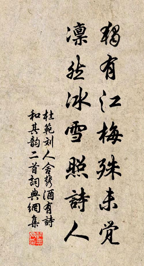 杜范独有江梅殊未觉，凛然冰雪照诗人书法作品欣赏