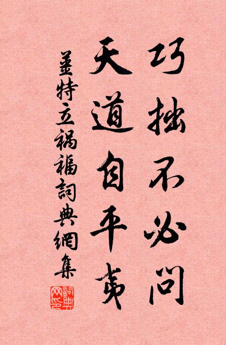 姜特立巧拙不必问，天道自平夷书法作品欣赏