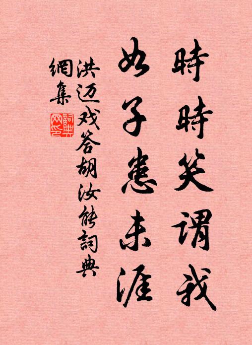 洪迈时时笑谓我，如子患未涯书法作品欣赏